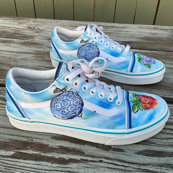 VANS x One Piece Old Skool Devil Fruit Sneakers Shoes Blue Mens 5.5 Womens 8.5 - Picture 4 of 12